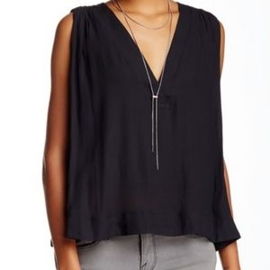 Free People Darcy Super V Sleeveless Top in Black Size XS